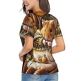 thumbnail image 3 of Vsdgher Modern Floral Guinea Pig Women Shirts V Neck Short Sleeve Tops T-Shirt Basic Tees, S to 3XLMedium, 3 of 5