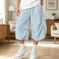 thumbnail image 2 of DHFJKG Capri Pants For Women Baggy Cargo Pants Summer Wide Leg Drawstring Waist Streetwear Bottoms, 2 of 4