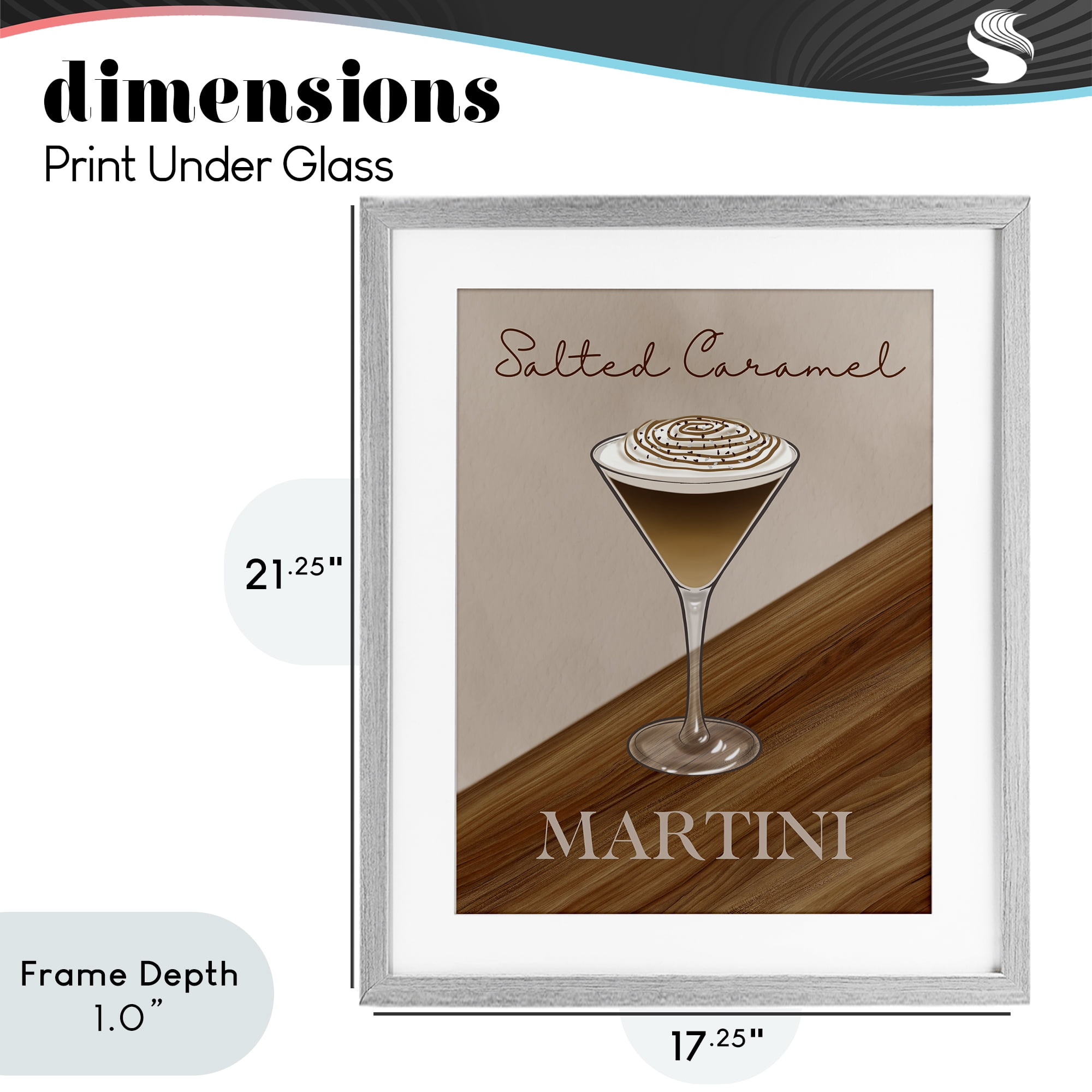 Stupell Industries Salted Caramel Martini Gray Framed Print Under Glass, design by Marcus Prime