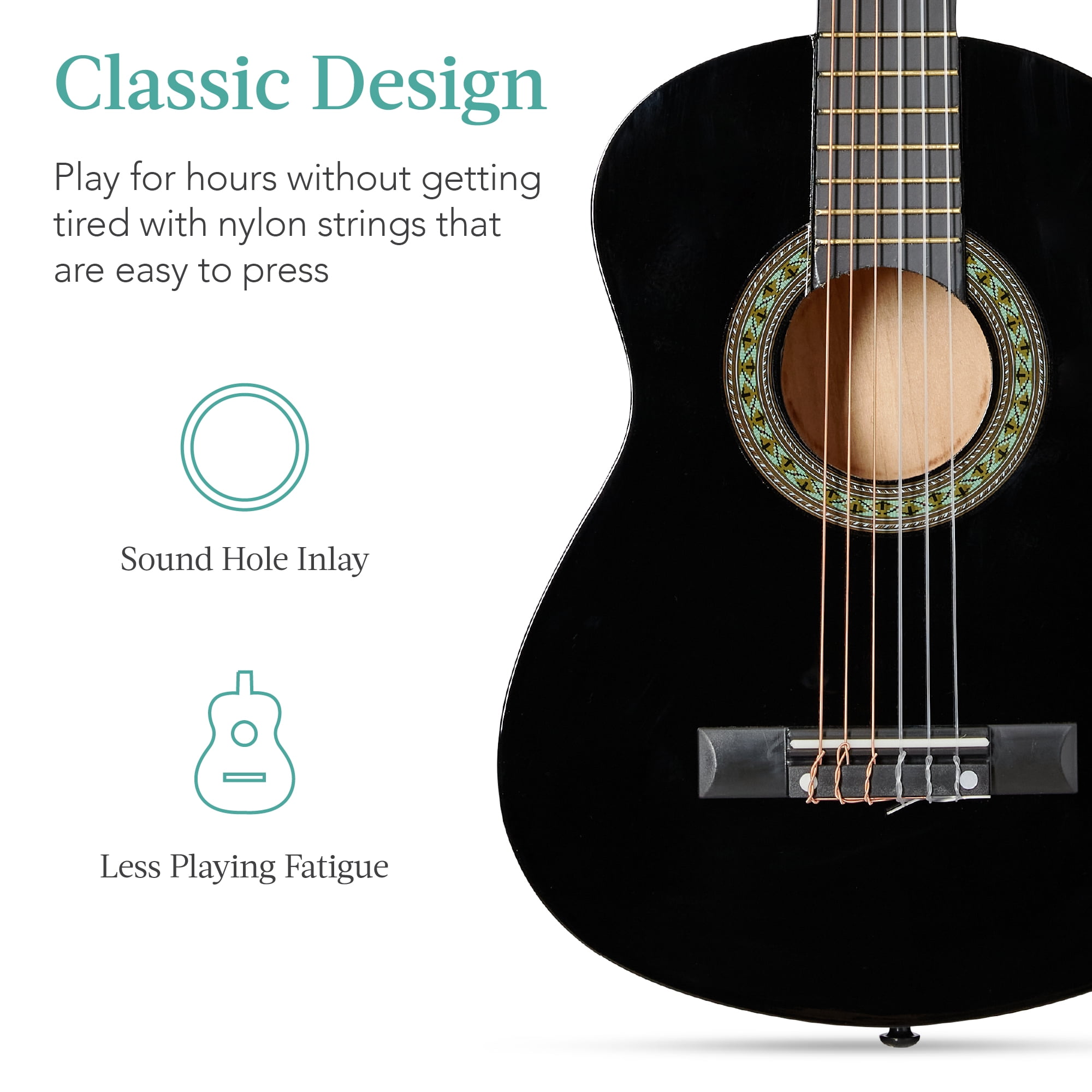 Best Choice Products 30in Kids Acoustic Guitar Beginner Starter Kit w/ Strap, Case, Strings - Black
