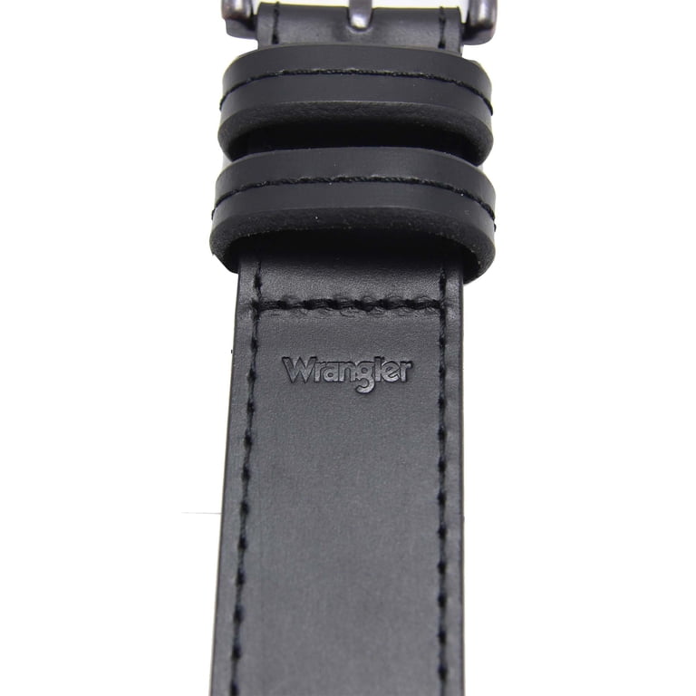 Wrangler Men's Leather Belt with Double Keeper, Black photo 6