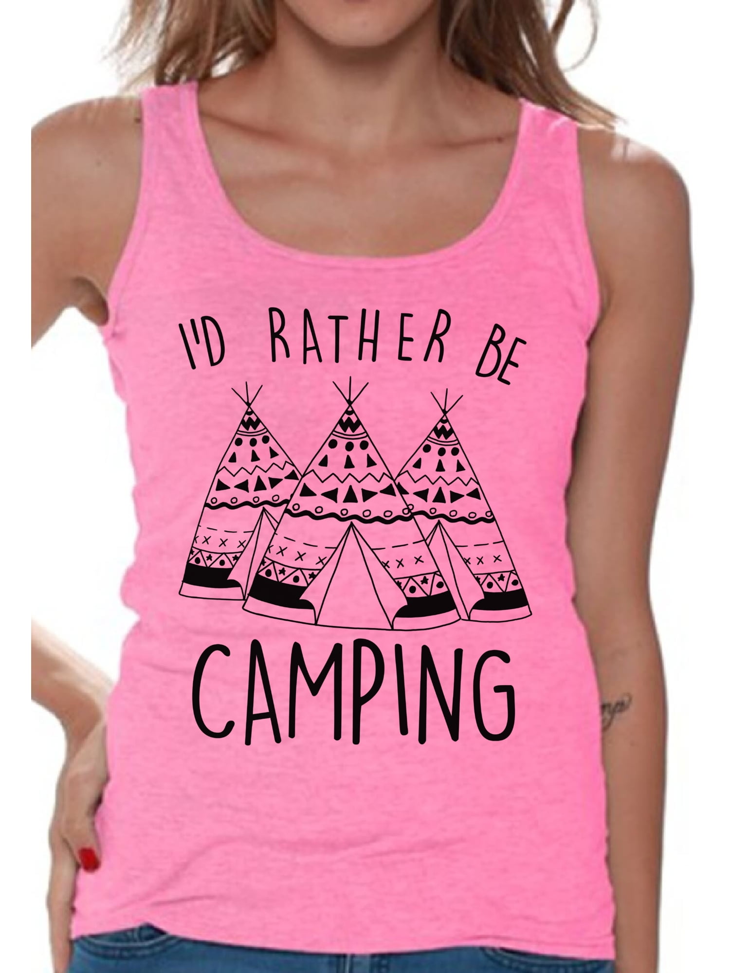 Awkward Styles I'd Rather be Camping Women Tank Top Camper T Shirt for