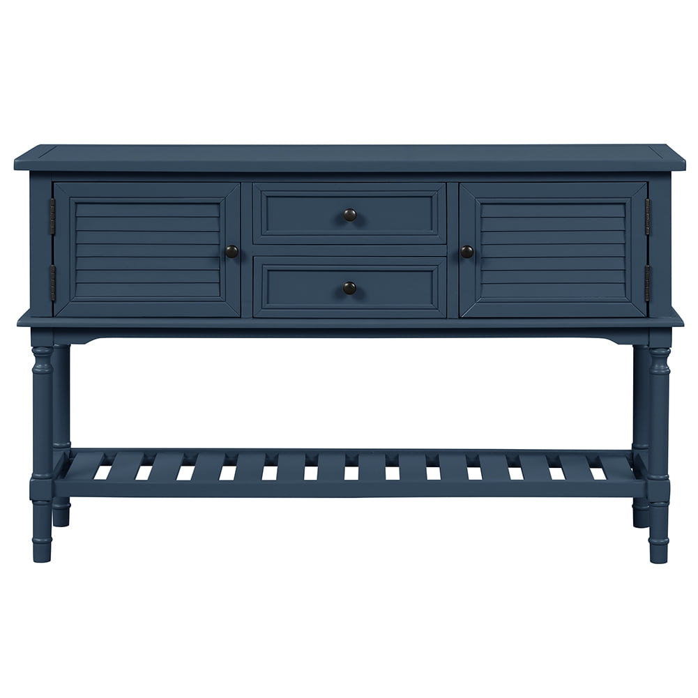 Lowestbest 47" Modern Console Table Sofa Table for Living Room with 2 Drawers, 2 Cabinets and 1 Shelf (Navy Blue) Lowestbest 47" Modern Console Table Sofa Table for Living Room with 2 Drawers, 2 Cabinets and 1 Shelf (Navy Blue)