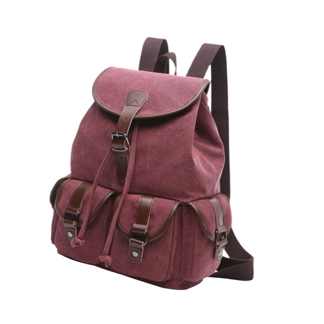 Mochila de lona, mochila informal, bolso de hombro para exteriores, mochila universitaria, organizador Rojo