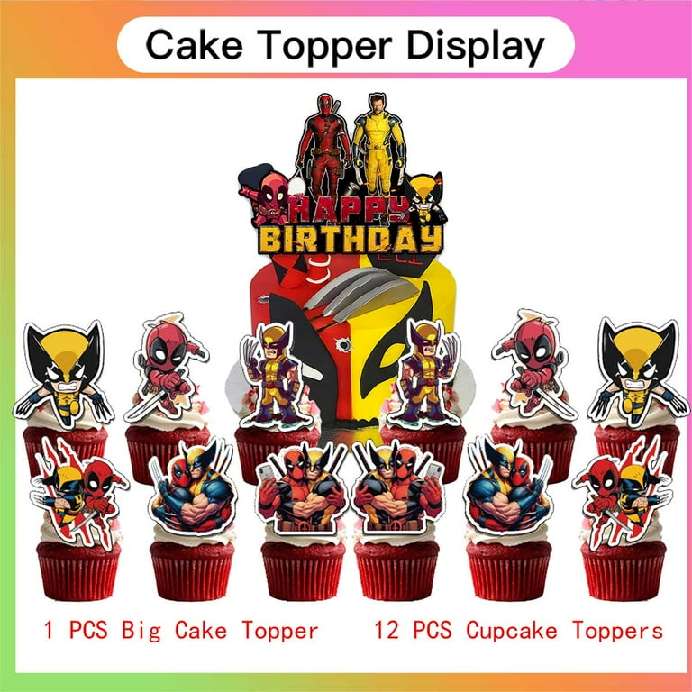 Deadpool and Wolverine Cake Topper CupcakeS Set Birthday