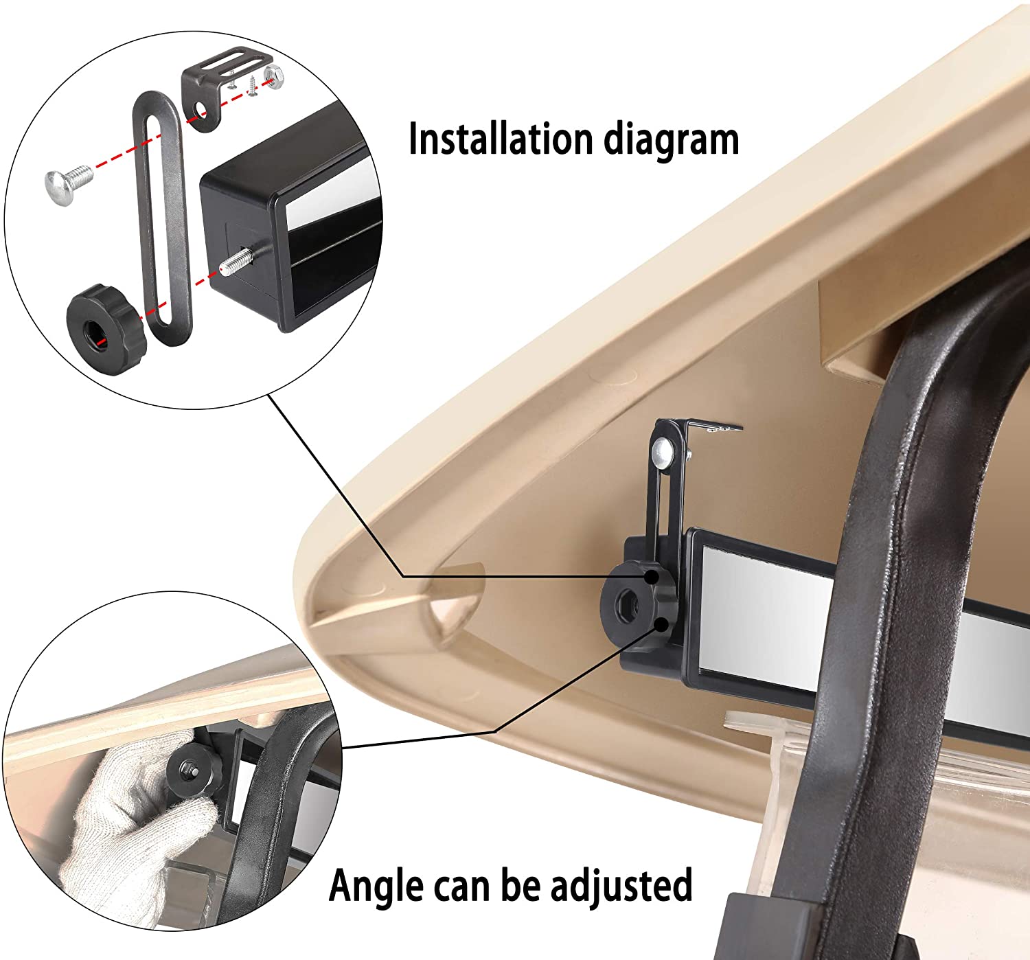 Buy 10L0L Universal 4 Panel Golf Cart Mirror,Rear View Mirror for Golf