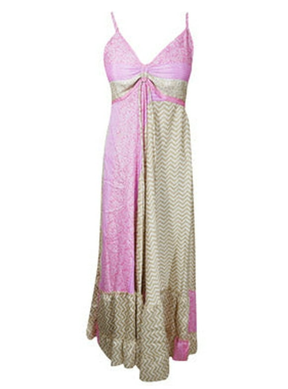 Mogul Pink Silk Maxi Dresses Boho Summer Dresses S/M