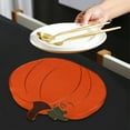 thumbnail image 4 of Nrmvnmi Halloween Placemats , Embroidered Orange Thanksgiving Round Placemats, Halloween Fall Autumn Decorations for Kitchen & Dining Coffee Table, Farmhouse Pumpkin Table Mats, 4 of 6