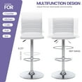 thumbnail image 5 of Bar Stools Set of 2, 360° Swivel Modern Square Bar Stool with Back, PU Leather Adjustable Height BarStools for Kitchen Dining Cafe, White, 5 of 10