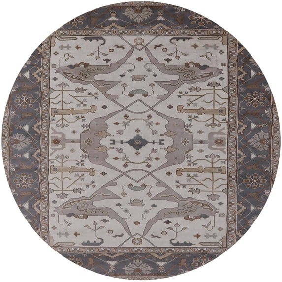 Ahgly Company Machine Washable Indoor Round Industrial Modern Rosy Brown Pink Area Rugs, 6' Round