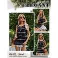 thumbnail image 6 of Xuanfei Women Striped Colorblock Crew Neck Button Up Sleeveless Tank Top, 6 of 7