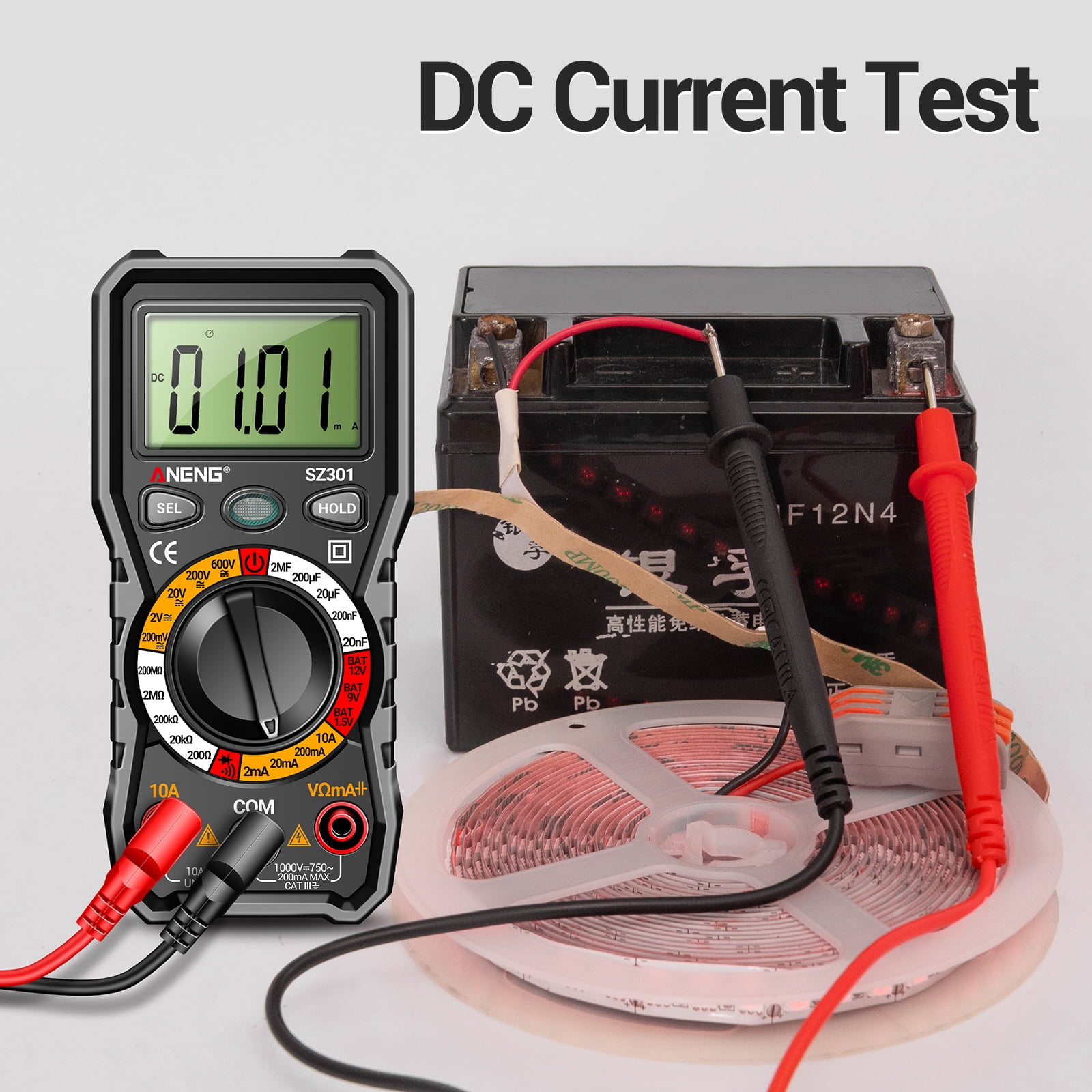 ANENG Digital Multimeter with Case,DC AC Voltmeter,Ohm Volt Amp Meter,Measures Voltage,Current,Resistance,Continuity,Diodes,Electric Tools for Househould Outlet,Automotive Battery Test
