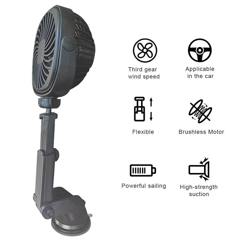 Ventilador USB De Ventosa Para Coche - Recargable, 360° Giratorio Y Super Silencioso - Ideal Para Viajes Y Casa