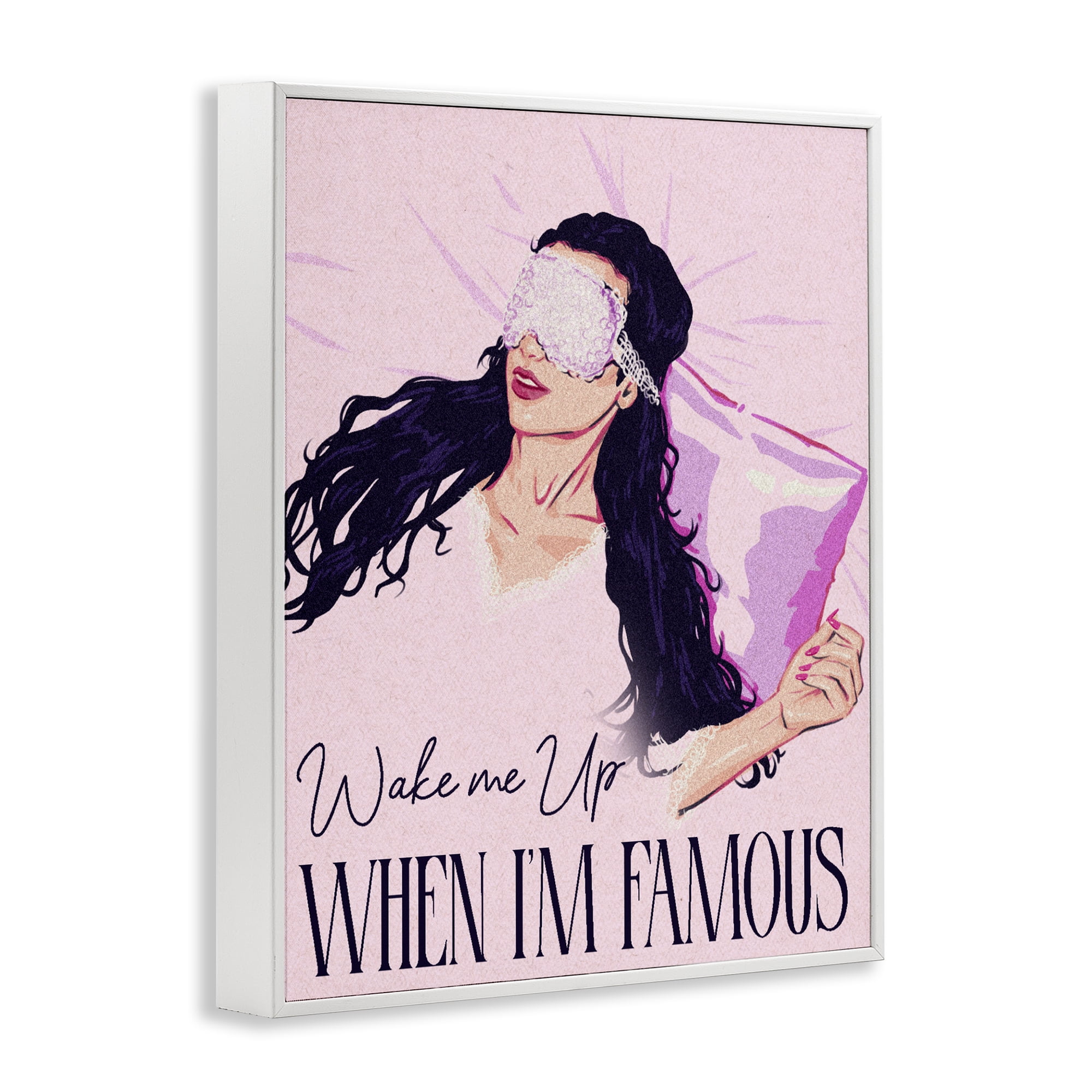 Stupell Industries Wake Me Up When Famous White Framed Giclee Art, design by Ziwei Li