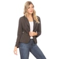 thumbnail image 2 of Moa Collection Women's Solid Casual Office Work Long Sleeve Open Front Blazer Jacket, 2 of 6