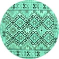 thumbnail image 1 of Ahgly Company Machine Washable Indoor Round Southwestern Turquoise Blue Country Area Rugs, 6' Round, 1 of 4