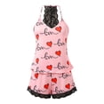 thumbnail image 5 of VOUZZA Womens V Neck Lace Cami Pajama Set Sleeveless Halter Sleepwear Sexy Crocheted Top Shorts Two Piece Lounge, 5 of 5
