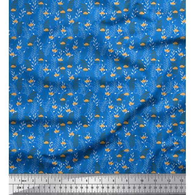 Soimoi Georgette Viscose Fabric Moroccan,Stripe & Beetle Insects Printed Craft Fabric by The Yard 42 Inch Wide