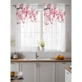thumbnail image 2 of Pink Floral Cherry Flower Curtains 45 Inch Length, Sheer Curtains for Bedroom Living Room Window Abstract Botanical Branch Rod Pocket Voile Drapes Kitchen Curtains Small Half Window 42"x45" 2 Panels, 2 of 6
