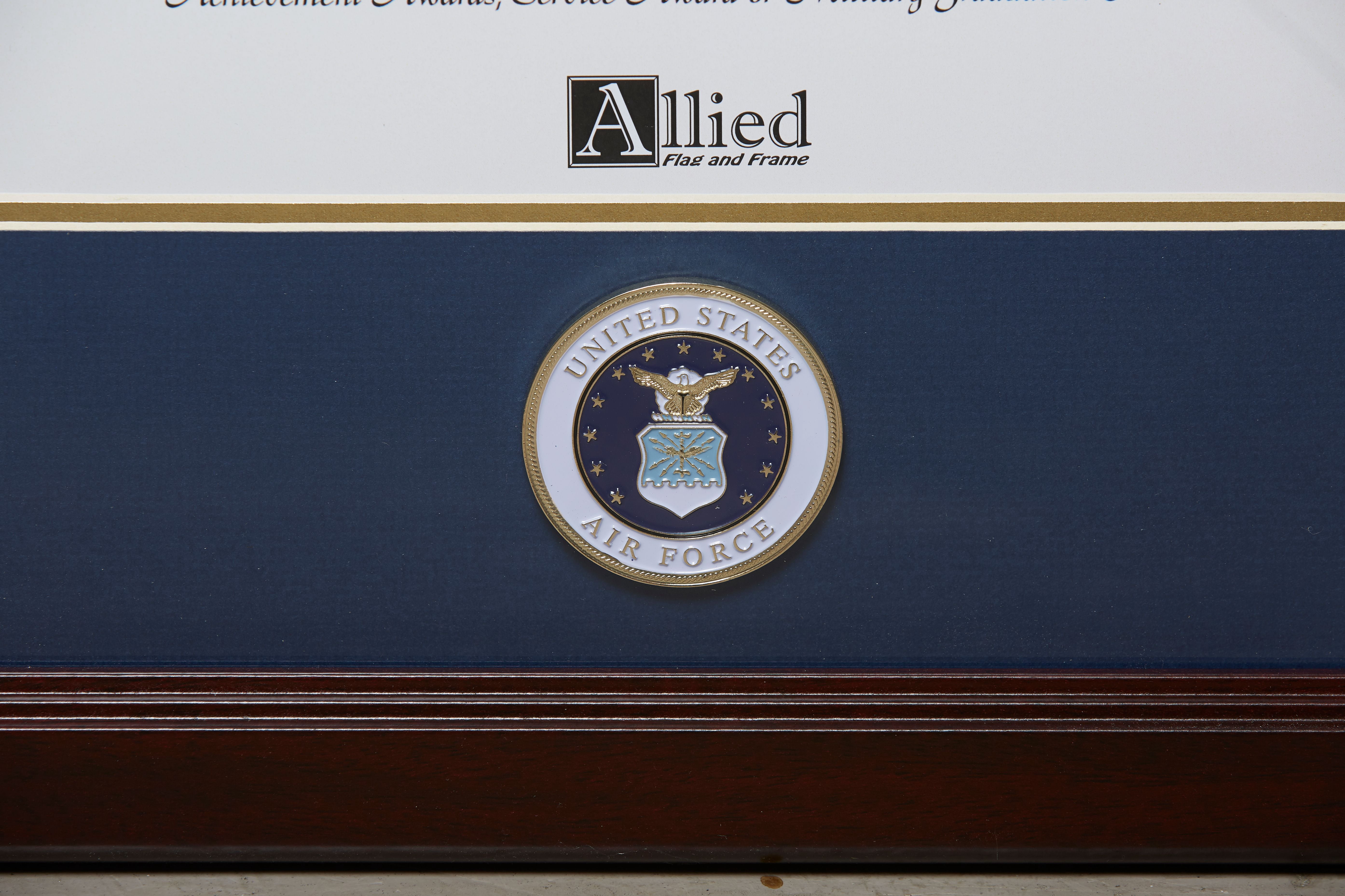 Allied Frame US Air Force Certificate of Achievement Picture Frame with Medallion