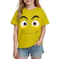 thumbnail image 4 of Blusas y camisas de manga corta con cuello redondo para niños y niñas, color liso, con estampado de expresión linda, manga corta, holgadas y cómodas, blusa para niña, 4 of 6
