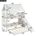 thumbnail image 4 of Newest Twin Over Twin House Bunk Bed Solid Pine Wood for Bedroom with Trundle, Slide and Storage Staircase, White, 4 of 13