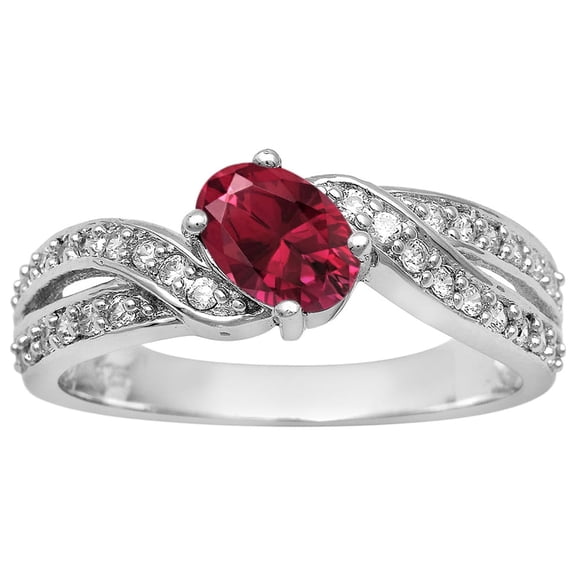 Cluster 6X4 MM Oval Natural Red Cz 925 Sterling Silver Valentines Day Gifts Ring