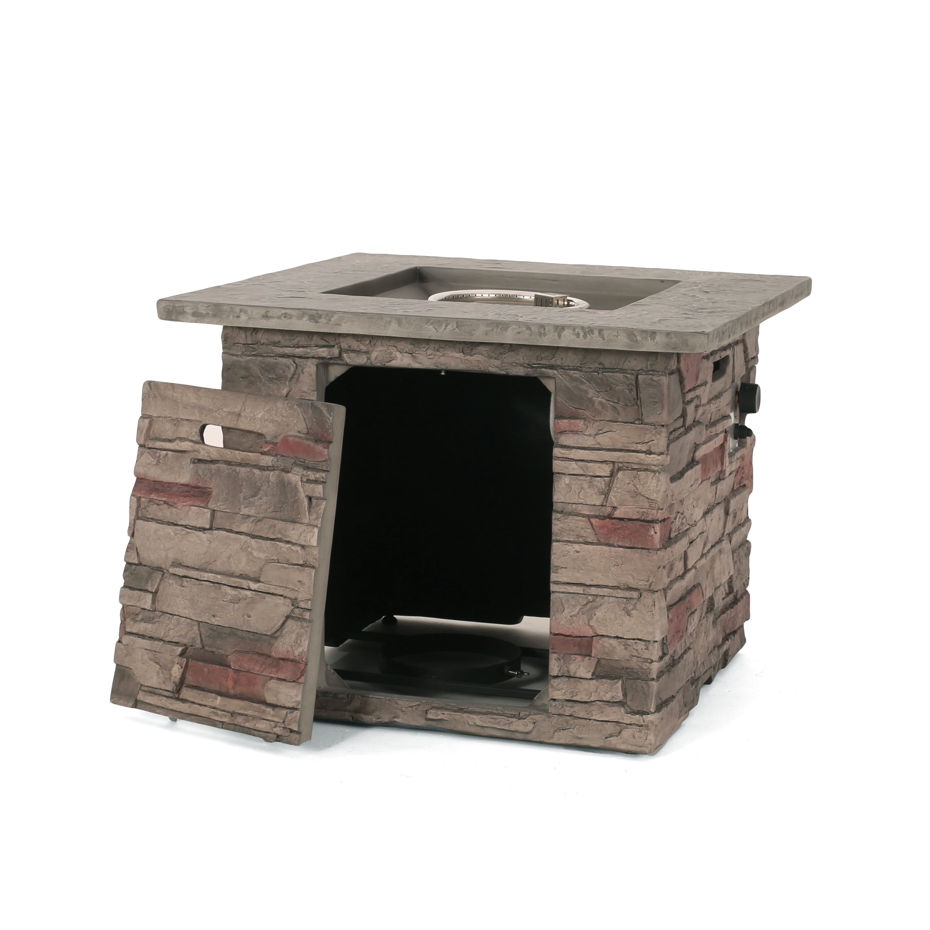 GDF Studio Broadway Outdoor 40,000 BTU Lightweight Concrete Fire Pit, Natural Stone and Gray