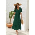 thumbnail image 3 of Women's Swiss Dot Tied Surplice Short Sleeve Dress 100% Polyester Sheer Bodice Not Lined Easy Everyday Wear Essential, 3 of 15