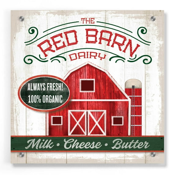Epic Art 'The Red Barn' by Mollie B, Acrylic Glass Wall Art, 36"x36"
