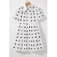 thumbnail image 5 of Women's White Polka Dot Print Short Sleeve Collared Buttoned Tiered Babydoll Dress | [ZhiHiMeRi] | (US 12-14)L, 5 of 12