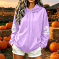 thumbnail image 2 of Hoodies for Women Halloween Long Sleeve Sweatshirt Classic Print Zip Casual Tops With Pockets Fleece Lined, 2 of 5