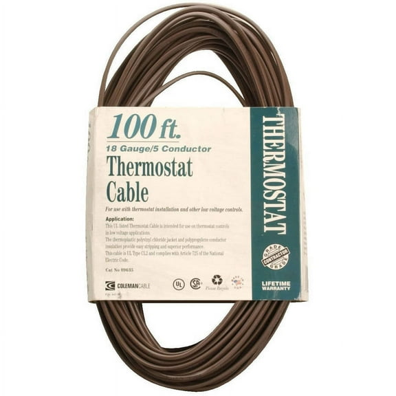 Coleman Cable 09635 CL2 Bulk Thermostat Cable, 18-Gauge, 5-Conductor, 100'