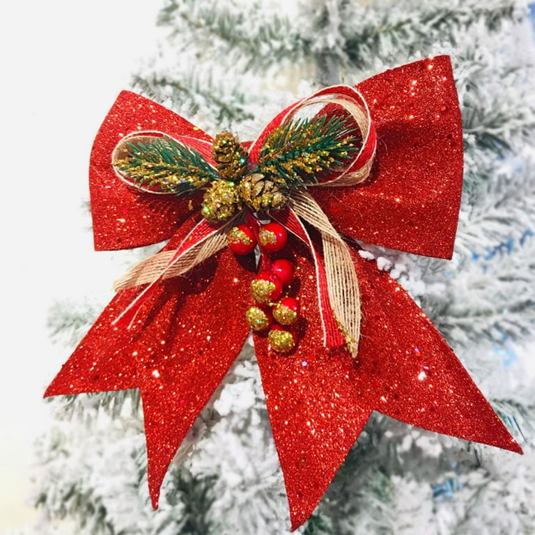 Red Gold Bows Christmas Tree  Large Gold Bow Christmas Tree - Large Bows  New Year - Aliexpress
