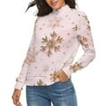 thumbnail image 2 of Snow Flake Christmas Women's Turtleneck Sweater Long Sleeve Ribbed Fitted Turtle Neck Casual Fall Winter Collection Top L, 2 of 4