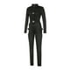 thumbnail image 2 of TRKIYQC Mujeres Bodycon hebilla recortada Biker Romper Sexy manga larga ahueca hacia cuello fuera alto Clubwear mono pantalones cortos 2021 TRKIYQC moderno, 2 of 8