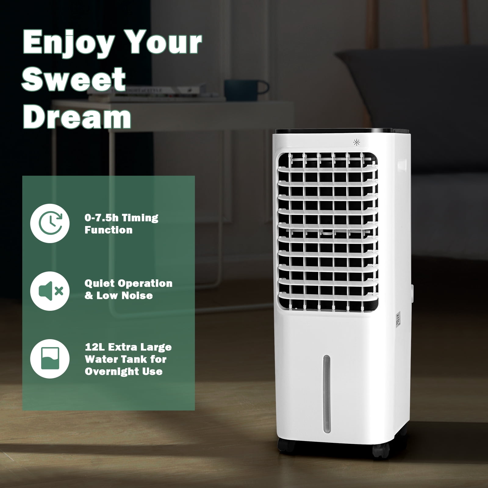 Giantex 4-in-1 Portable Evaporative Air Cooler 12L Water Tank 4 Ice Boxes