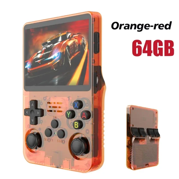 Open Source R36S R36H Video Game Console with Linux System and 3.5 Inch IPS Screen Orange Portable Pocket Video Player 64G