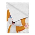 thumbnail image 2 of Animal Soft Flannel Fleece Throw Blanket, Cartoon Style Cat and Dog in Bathtub Together with Bubbles Water Splash, Cozy Plush for Indoor and Outdoor Use, 50" x 60", Yellow Brown Blue, by Ambesonne, 2 of 5