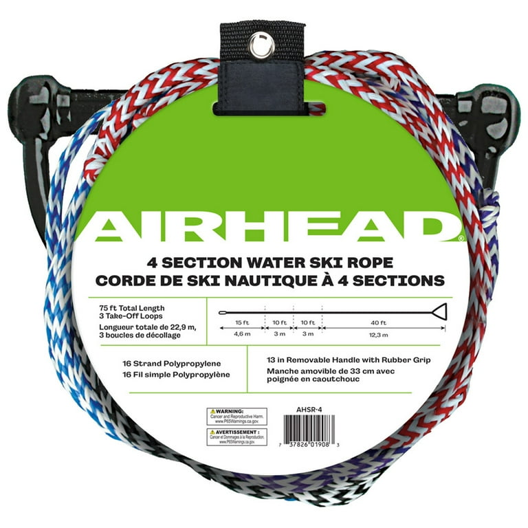 Airhead 4 Section Water Ski Tow Rope, 75 ft, UV Resistant