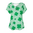 thumbnail image 4 of Fiudx Ropa de Mujer Top de Primavera/Verano de Manga Corta Informal con Cuello En V Estampado Del Día de San Patricio para Mujer, 4 of 5