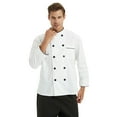 thumbnail image 2 of Toptie Unisex Classic Long Sleeve Button Chef Coat-White with Black-XS, 2 of 6