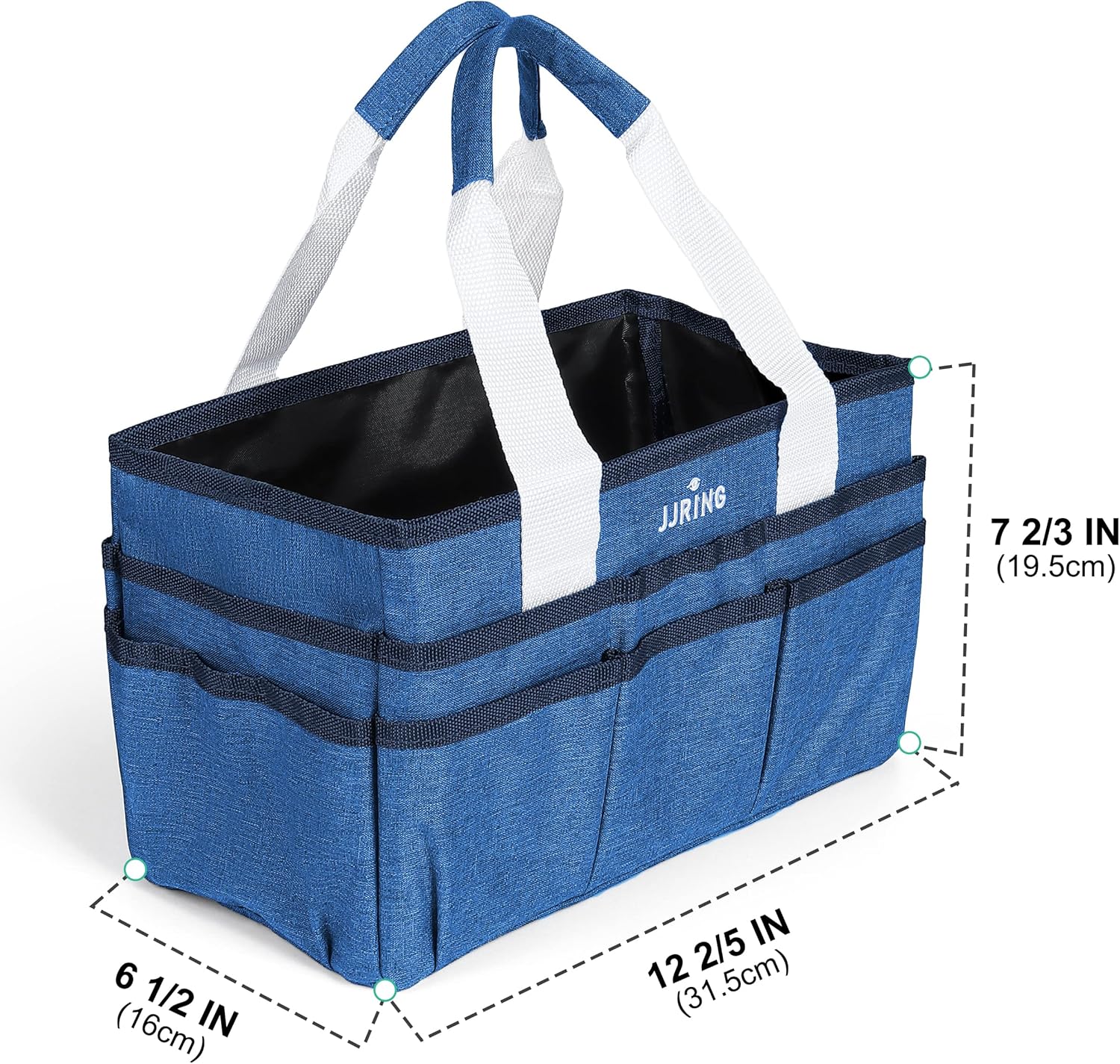 LAVFOX Craft Organizer Tote Bag, Multi-Pocket Art Storage Caddy Bag for Sewing, Scrapbooking, and Drawing, Portable Desktop Utility Organizer for School, Medical, and Office Supplies, Classic Blue