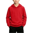 thumbnail image 3 of Liweisiy Boy's And Girl's Hooded Sweatshirts Long Sleeve Relaxed Fit Multi Color Tops Casual Bassic Shirts Red 1-2 Years, 3 of 10