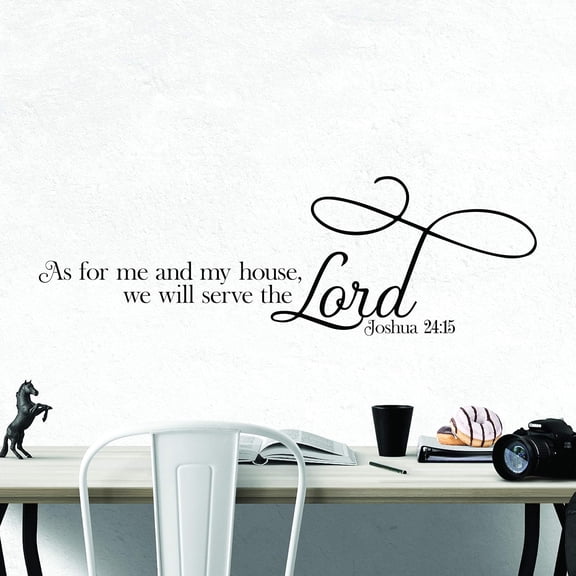 QTH As For Me and My House, We Will Serve The Lord Joshua Wall Sticker Inspirational Wall Decal Motivational Office Decor Quote Wall Art Vinyl Wall Decal Living Bed Room School Words Saying