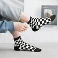 thumbnail image 2 of Pofeuu Black and White Checkerboard Print 30cm Socks, Adult Running Hiking Socks for Youth and Adult, 2 of 7