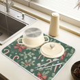 thumbnail image 2 of Yayeee Drying Mat for Kitchen Counter Dishes Microfiber Coffee Decorative Pad, Christmas Candy Cane, 2 of 9