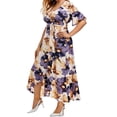 thumbnail image 4 of DYMADE Women's Plus Size Summer Bohemian Butterfly Print Short Sleeve Ruffle Vocation Plus Dresses, 4 of 4