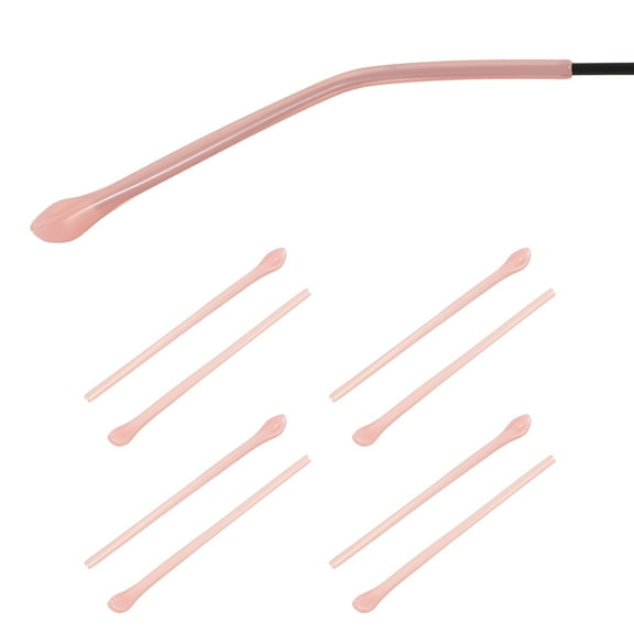 Uxcell 4 Pairs Eye Glass Replacement Temples, Plastic Anti-Slip Eyeglass End Tips Glasses Retainers Fits 1.4mm for Round Thin Metal Eyeglass Sunglasses Temple, Style1 White Pink