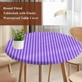 thumbnail image 3 of Blue Purple Round Tablecloth 36-44 Inch Round Fitted Table Cloth with Elastic Edge, Geometric Vertical Striped Solid Rainbow Waterproof Table Cover Protector for Outdoor Picnic Party Dining, 3 of 6
